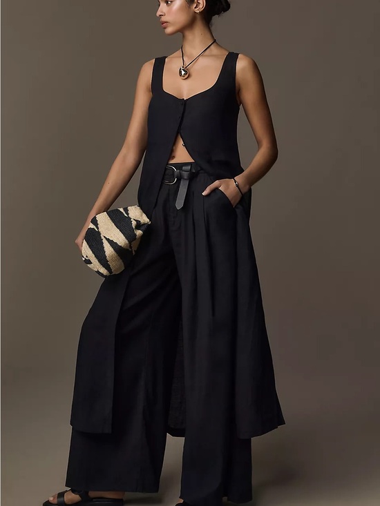 Anthropologie Tops - Anthropologie Black Sleeveless Longline Tunic Vest